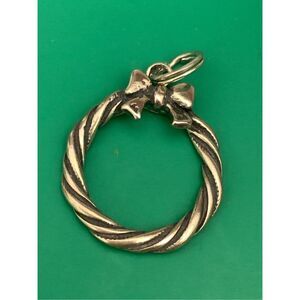 Wreath with Bow Sterling Silver Jewelry Charm #holiday